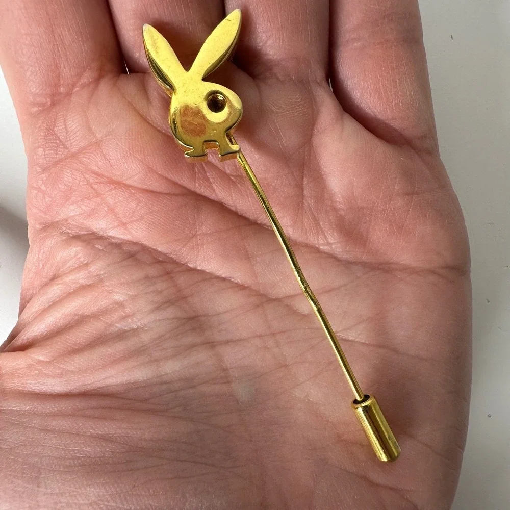 Playboy Bunny Logo Stick Pin Gold Tone Vintage Lapel Jewelry‎ Accessory